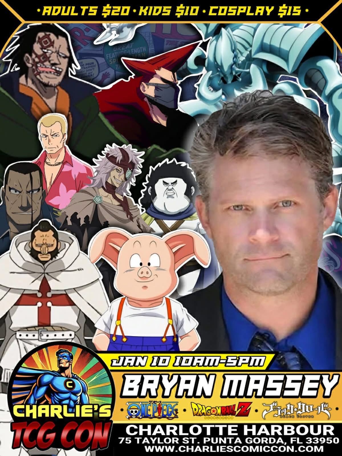 Bryan Massey official guest flyer for Charlie’s TCG Con